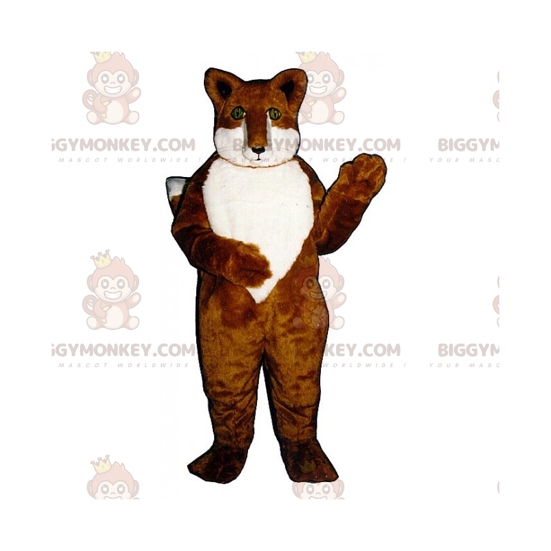 Kostým BIGGYMONKEY™ maskota lišky s bílým břichem a zelenýma
