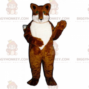 BIGGYMONKEY™ Mascot Costume of Fox with White Belly and Green