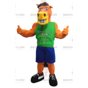 Costume de mascotte BIGGYMONKEY™ de cheval orange avec une