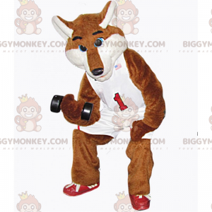 Costume de mascotte BIGGYMONKEY™ de renard en tenue de basket -