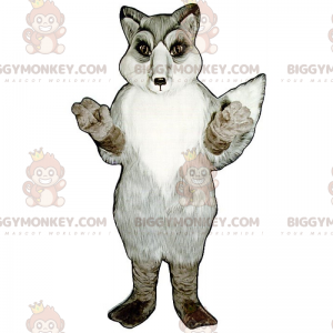 Costume mascotte BIGGYMONKEY™ volpe grigia e bianca -