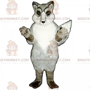 Disfraz de mascota BIGGYMONKEY™ de zorro gris y blanco -