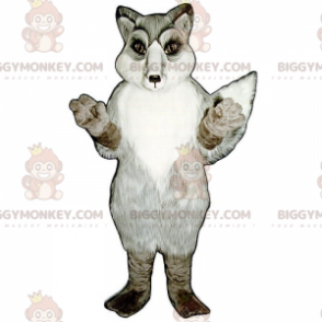 Costume mascotte BIGGYMONKEY™ volpe grigia e bianca -