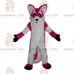 Fantasia de mascote BIGGYMONKEY™ de raposa rosa e branca –
