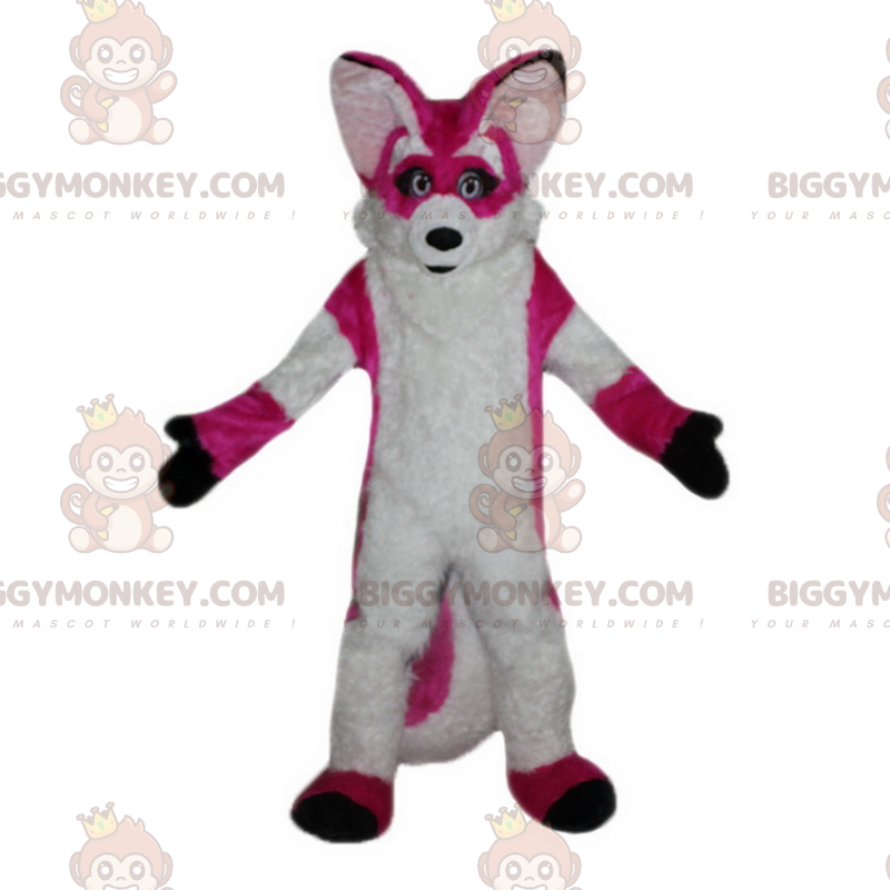 Costume de mascotte BIGGYMONKEY™ de renard rose et blanc -