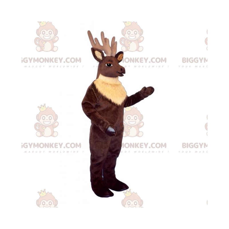 BIGGYMONKEY™ Costume da mascotte renna con corna lunga -