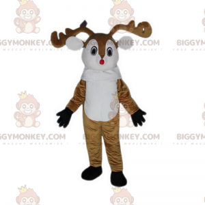 BIGGYMONKEY™ Costume da mascotte renna dal naso rosso -