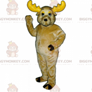 BIGGYMONKEY™ Gelbes gehörntes Rentier-Maskottchen-Kostüm -