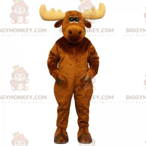 BIGGYMONKEY™ Rensdyrmaskotkostume med beige horn -