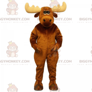 BIGGYMONKEY™ Rentier-Maskottchen-Kostüm mit beigen Hörnern -