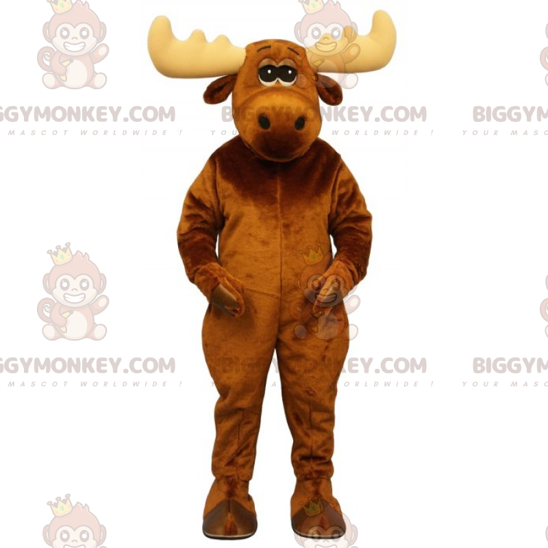 BIGGYMONKEY™ Renmaskotdräkt med beige horn - BiggyMonkey maskot