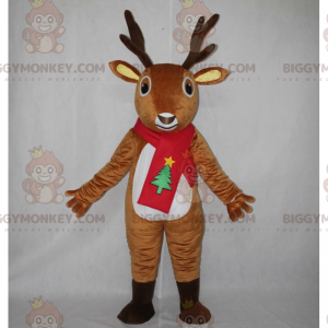 Traje de mascote de rena BIGGYMONKEY™ com lenço de Natal –
