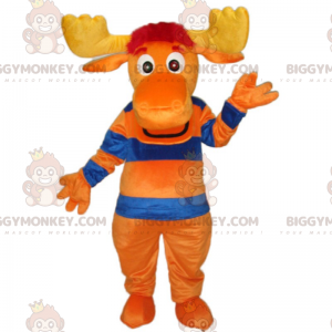 Costume de mascotte BIGGYMONKEY™ de renne avec pull a rayures -