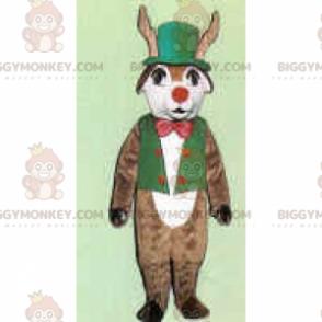 BIGGYMONKEY™ Rendiermascottekostuum in groene outfit en rode