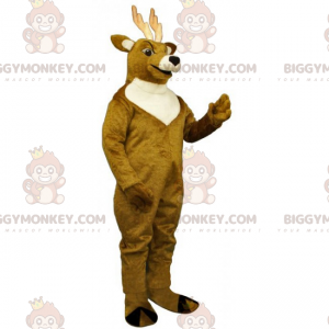 Costume de mascotte BIGGYMONKEY™ de renne marron avec col blanc