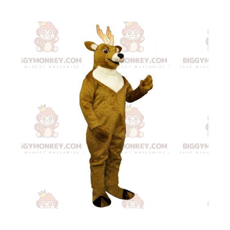 Brown Reindeer BIGGYMONKEY™ Mascot Costume with White Collar –