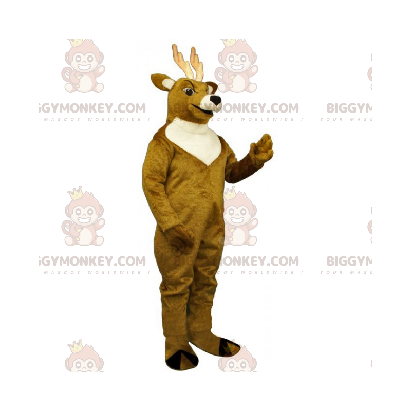 Brown Reindeer BIGGYMONKEY™ Mascot Costume with White Collar -