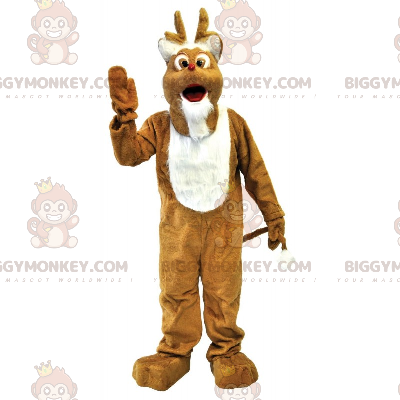 BIGGYMONKEY™ Mascottekostuum bruin en wit rendier met sik -