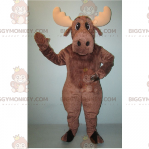 Brune rensdyr og beige horn BIGGYMONKEY™ maskotkostume -