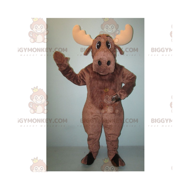 Bruin rendier en beige hoorns BIGGYMONKEY™ mascottekostuum -