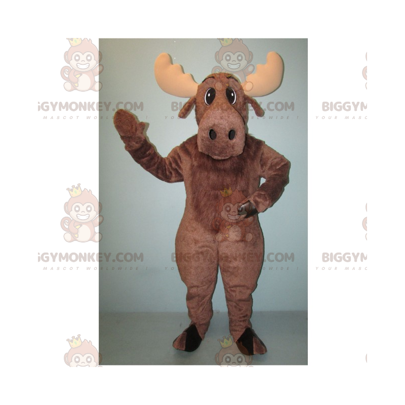 Disfraz de mascota BIGGYMONKEY™ de reno marrón y cuernos beige