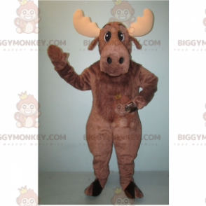 Bruin rendier en beige hoorns BIGGYMONKEY™ mascottekostuum -