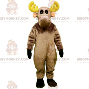 BIGGYMONKEY™ Soft Reindeer Mascot Costume with Yellow Antlers –