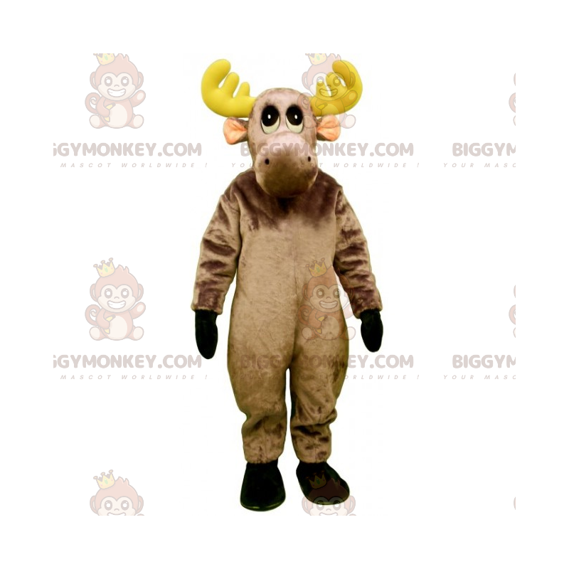 BIGGYMONKEY™ blødt rensdyrmaskotkostume med gult gevir -