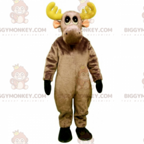 BIGGYMONKEY™ blødt rensdyrmaskotkostume med gult gevir -