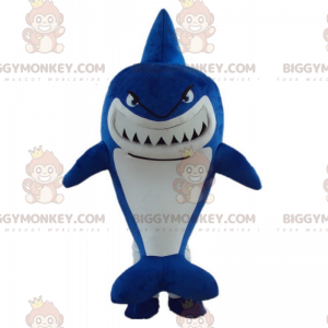 Traje de mascote de tubarão azul irritado BIGGYMONKEY™ –