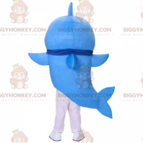 Costume de mascotte BIGGYMONKEY™ de requin bleu souriant -