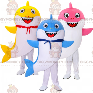 Costume de mascotte BIGGYMONKEY™ de requin bleu souriant -