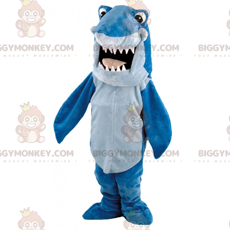 Costume de mascotte BIGGYMONKEY™ de requin de dessin anime -