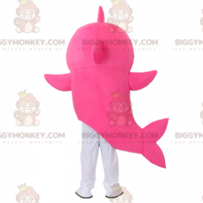 Hymyilevä vaaleanpunainen hai BIGGYMONKEY™ maskottiasu -