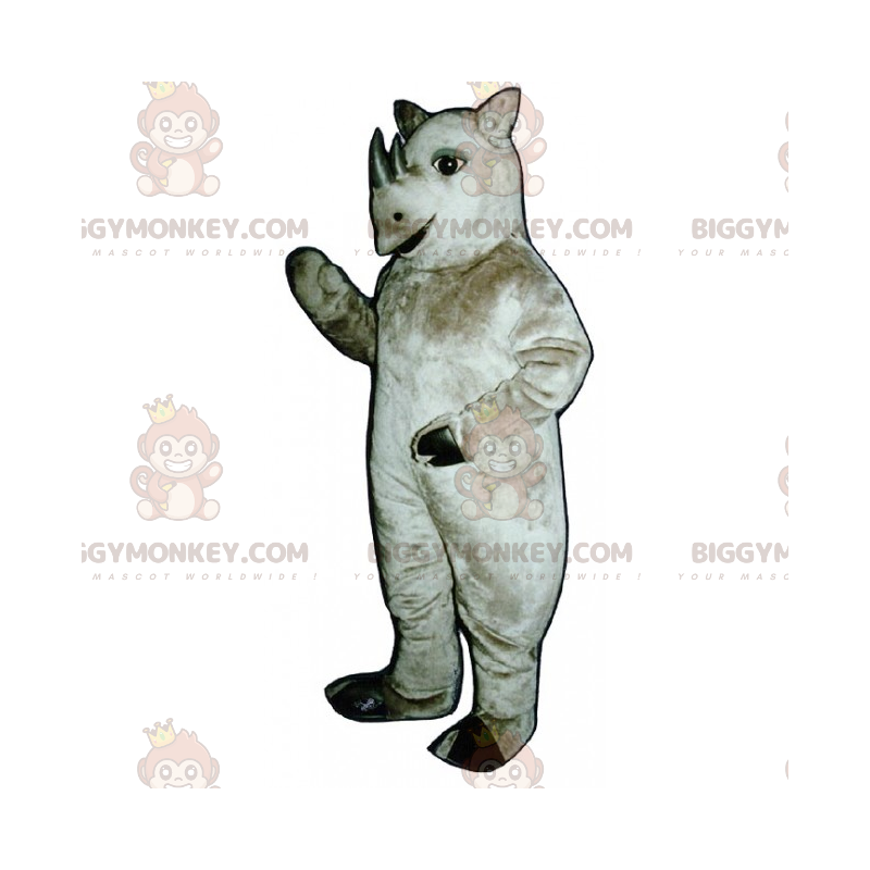 BIGGYMONKEY™ Nashorn-Maskottchen-Kostüm mit kleinen Stoßzähnen