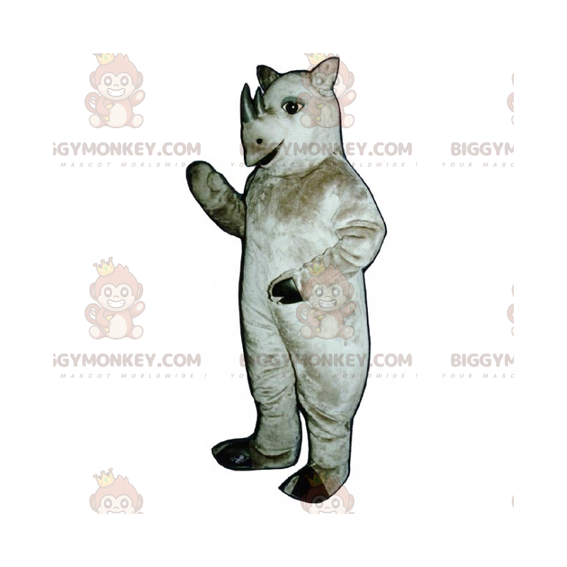 Traje de mascote rinoceronte BIGGYMONKEY™ com pequenas presas –