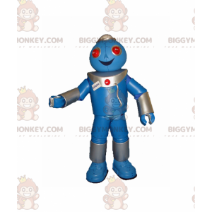 Blauwe robot rode ogen BIGGYMONKEY™ mascottekostuum -