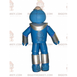 Blauwe robot rode ogen BIGGYMONKEY™ mascottekostuum -