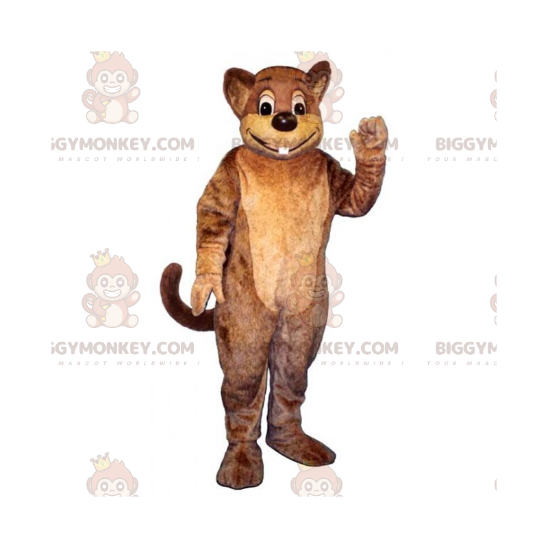 Traje de mascote de roedor grande e sorridente BIGGYMONKEY™ –