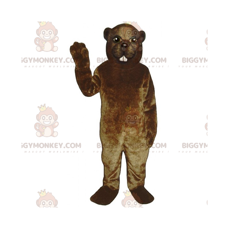 BIGGYMONKEY™ Gnavermaskotkostume med store hvide tænder -