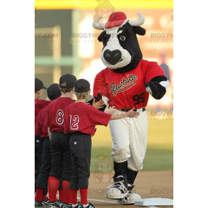 BIGGYMONKEY™ Mascot Costume Black & White Bull Buffalo In