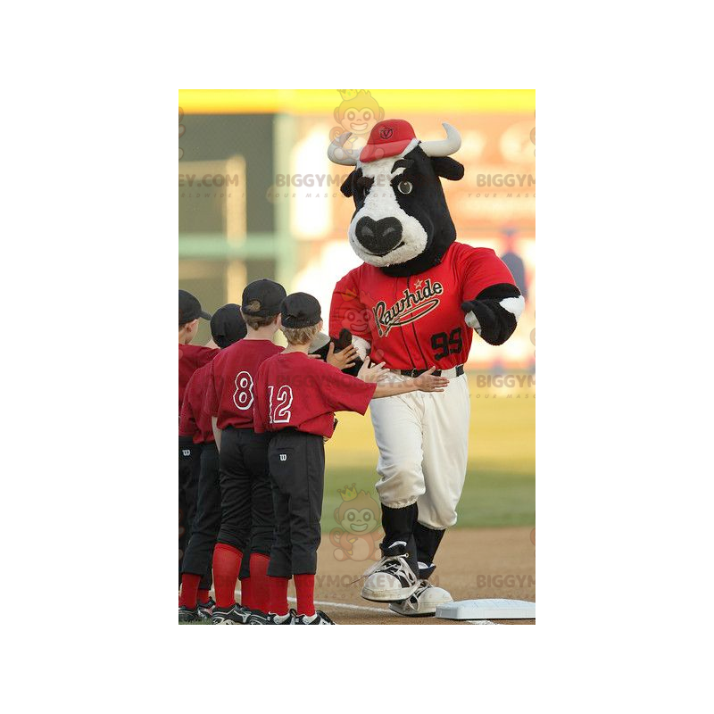 BIGGYMONKEY™ Mascot Costume Black & White Bull Buffalo In