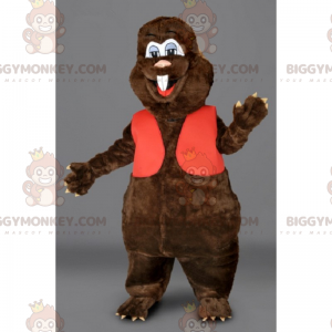 Traje de mascote de roedor BIGGYMONKEY™ com colete vermelho –