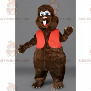 Traje de mascote de roedor BIGGYMONKEY™ com colete vermelho –