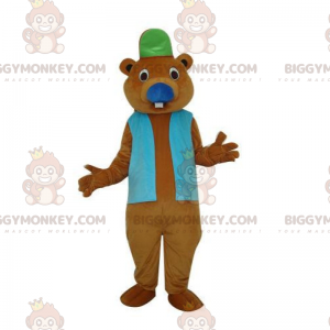 Costume de mascotte BIGGYMONKEY™ de rongeur en casquette et