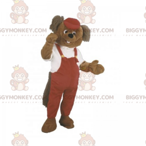 BIGGYMONKEY™ gnaver i overalls maskotkostume - Biggymonkey.com
