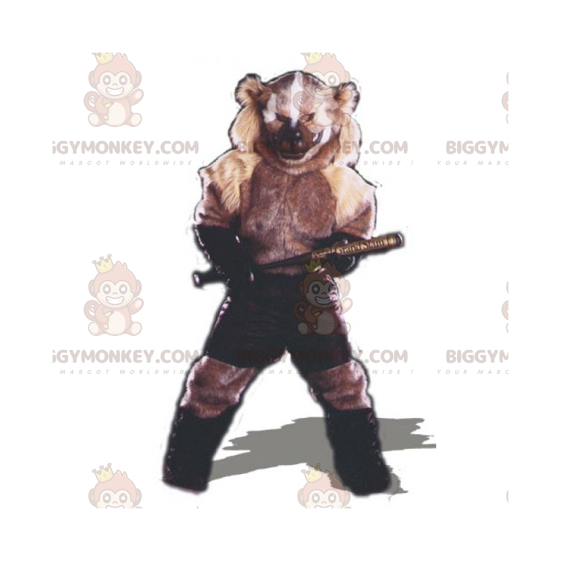 BIGGYMONKEY™ gnavermaskotkostume i shorts med baseballbat -