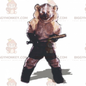 Traje de mascote de roedor BIGGYMONKEY™ em shorts com taco de