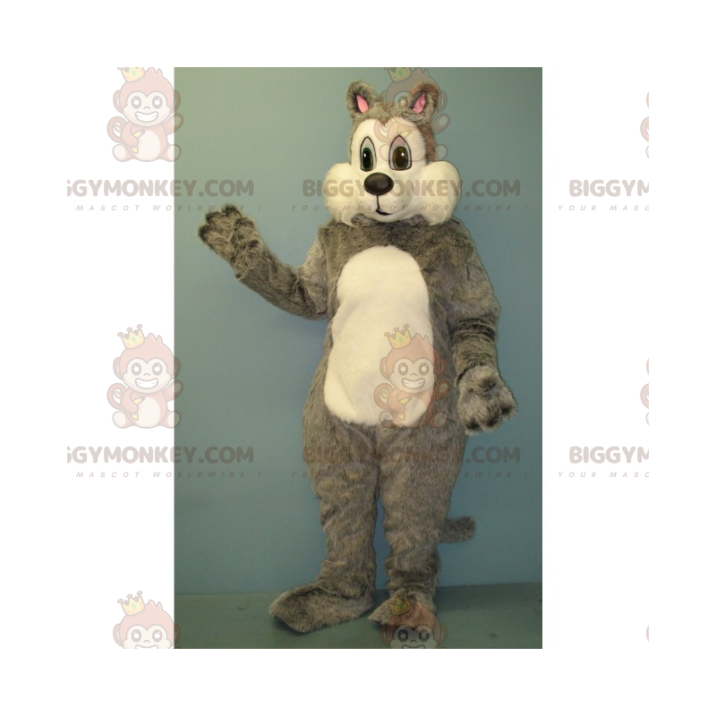 Costume da mascotte BIGGYMONKEY™ scoiattolo grigio e bianco -