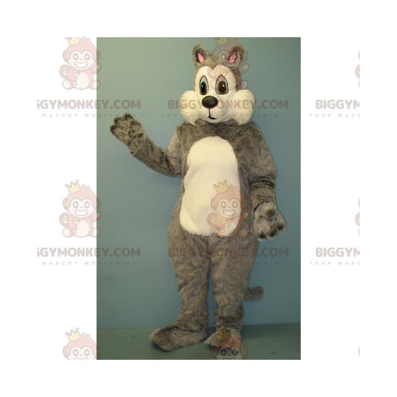 Traje de mascote de esquilo cinza e branco BIGGYMONKEY™ –